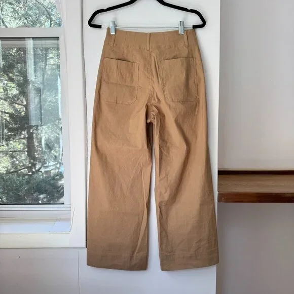 New Anthropologie The Colette Linen Crop Wide Leg Pants Maeve Magic Tan Camel 28 - Picture 5 of 10